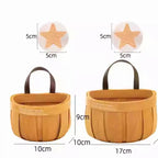 Kitchen Hanging Garlic Storage Basket Rattan Organizer Ginger Onion Vegetable Basket Wall Mounted Cabinet Door Hanging Bin