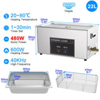 Ultrasonic Cleaner 1L 2L 3L 6L 10L 22L 30L Ultrasonic Bath EU UK Plug Portable Heated 600W Cleaning Washing Ultrasound Machine