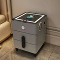 Luxury Glass Dressing Table with Smart Wireless Charging Bedroom Vanity Nightstand Makeup Table Drawers with Led Mirror Dresser