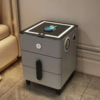 Luxury Glass Dressing Table with Smart Wireless Charging Bedroom Vanity Nightstand Makeup Table Drawers with Led Mirror Dresser