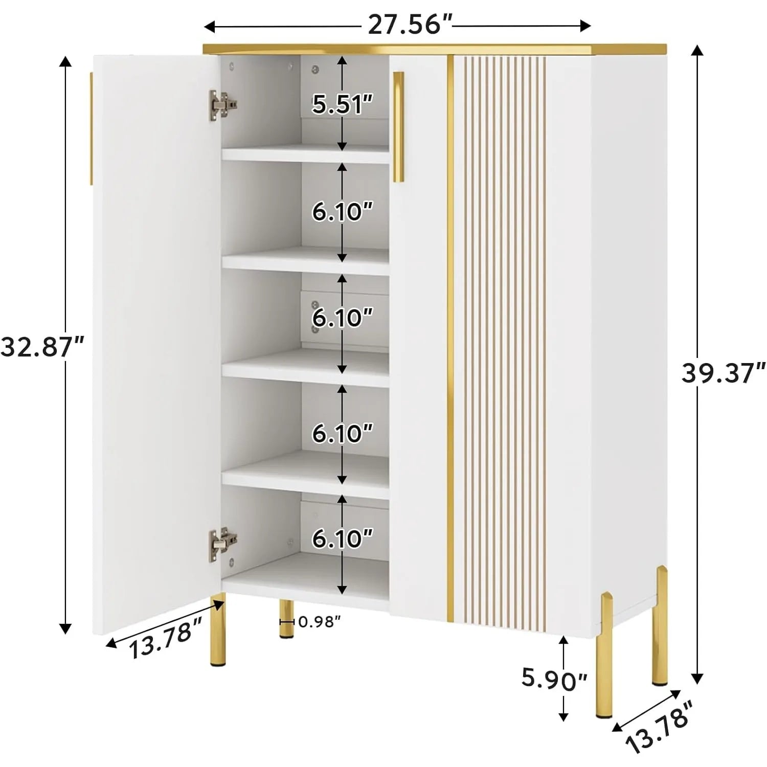 6-Tier Shoe Storage Cabinet with Adjustable Shelves, Wooden Shoes Rack Shoe Storage Organizer for Entryway, Closet, Living Room
