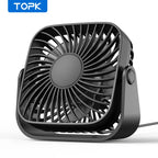 TOPK 4Inch USB Mini Desk Fan,3 Speeds Quiet Portable Desktop Table Fan