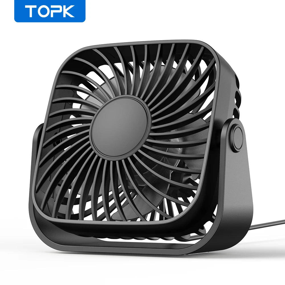 TOPK 4Inch USB Mini Desk Fan,3 Speeds Quiet Portable Desktop Table Fan