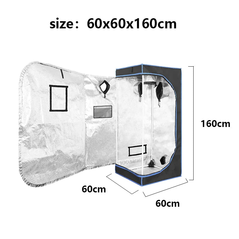 SJ - Blue tent, connected with plastic, equipped with white pipes. It is an indoor growing tent and a greenhouse.