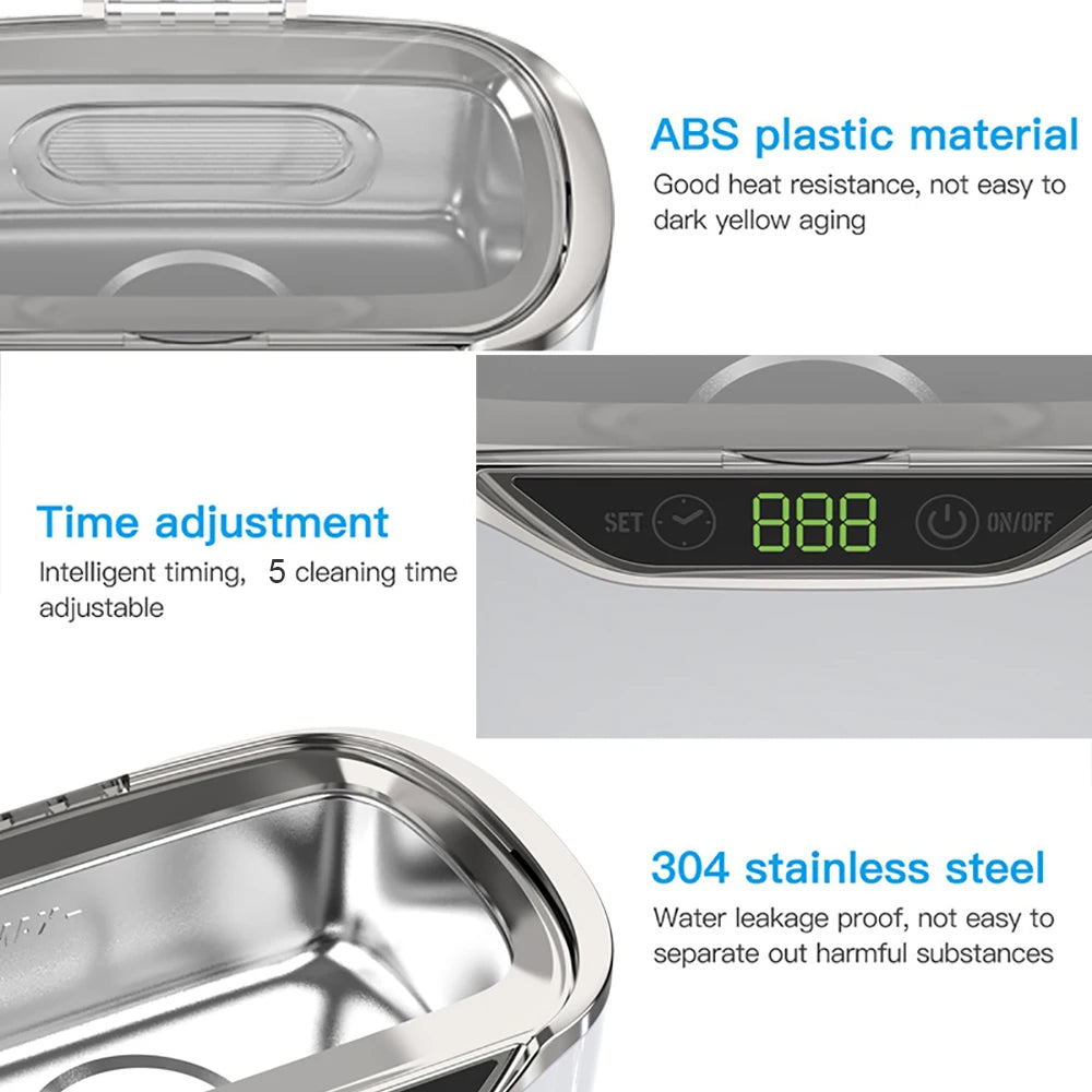 700ml Ultrasonic Cleaner Bath Timer Jewelry Glasses Manicure Stones Cutters Dental Razor Parts Ultrasound Sonic 220V EU Plug