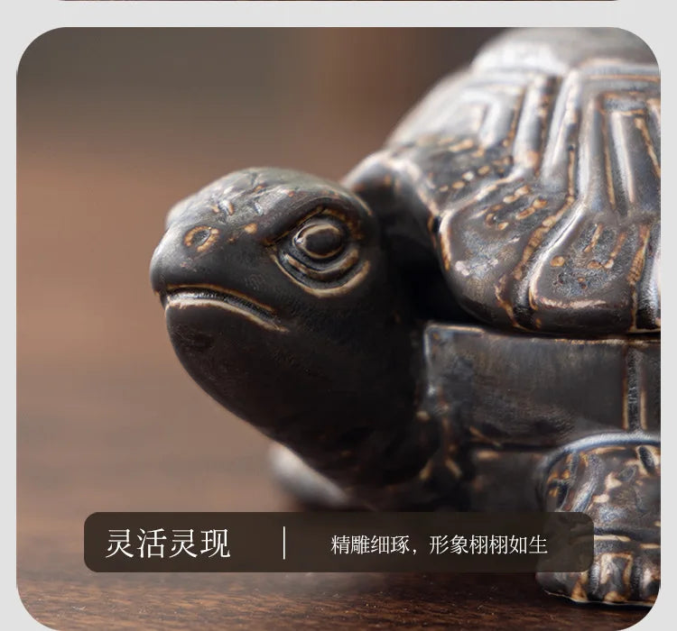 Retro turtle Ashtray Living Room with Lid Anti Fly Ash Ceramic Cigar Ashtray Decoration Chinese Home Decoration Art Friend Gift