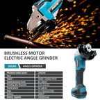 JAUHI 125mm Brushless Angle Grinder 4 Gears Cordless Grinding Machine Cutting Woodworking Power Tools For Makita 18V Battery