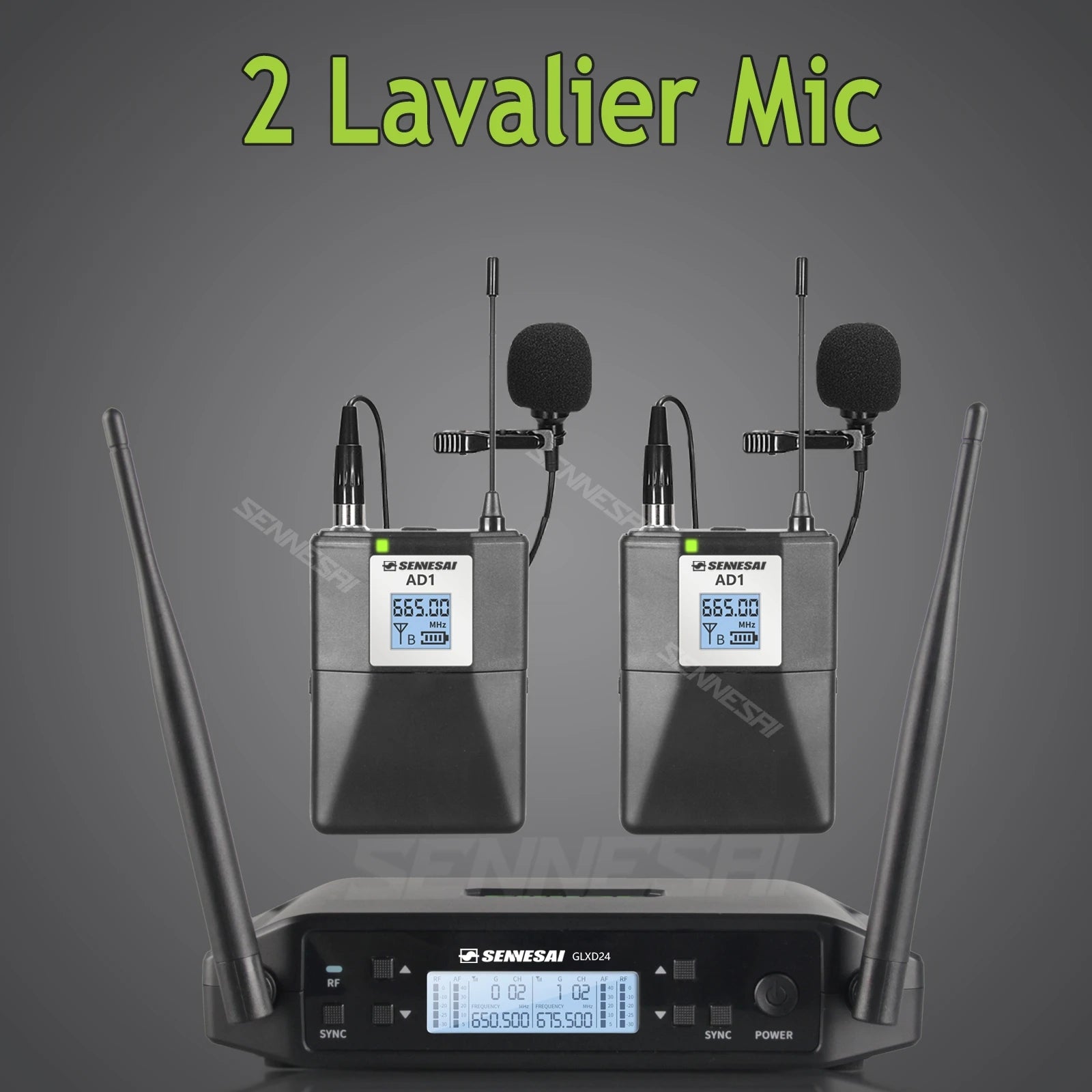 SENNESAI GLXD24 B58 Professional Dual Wireless Microphone 600-699MHz System Stage Performances UHF Dynamic 2 Channel Handheld