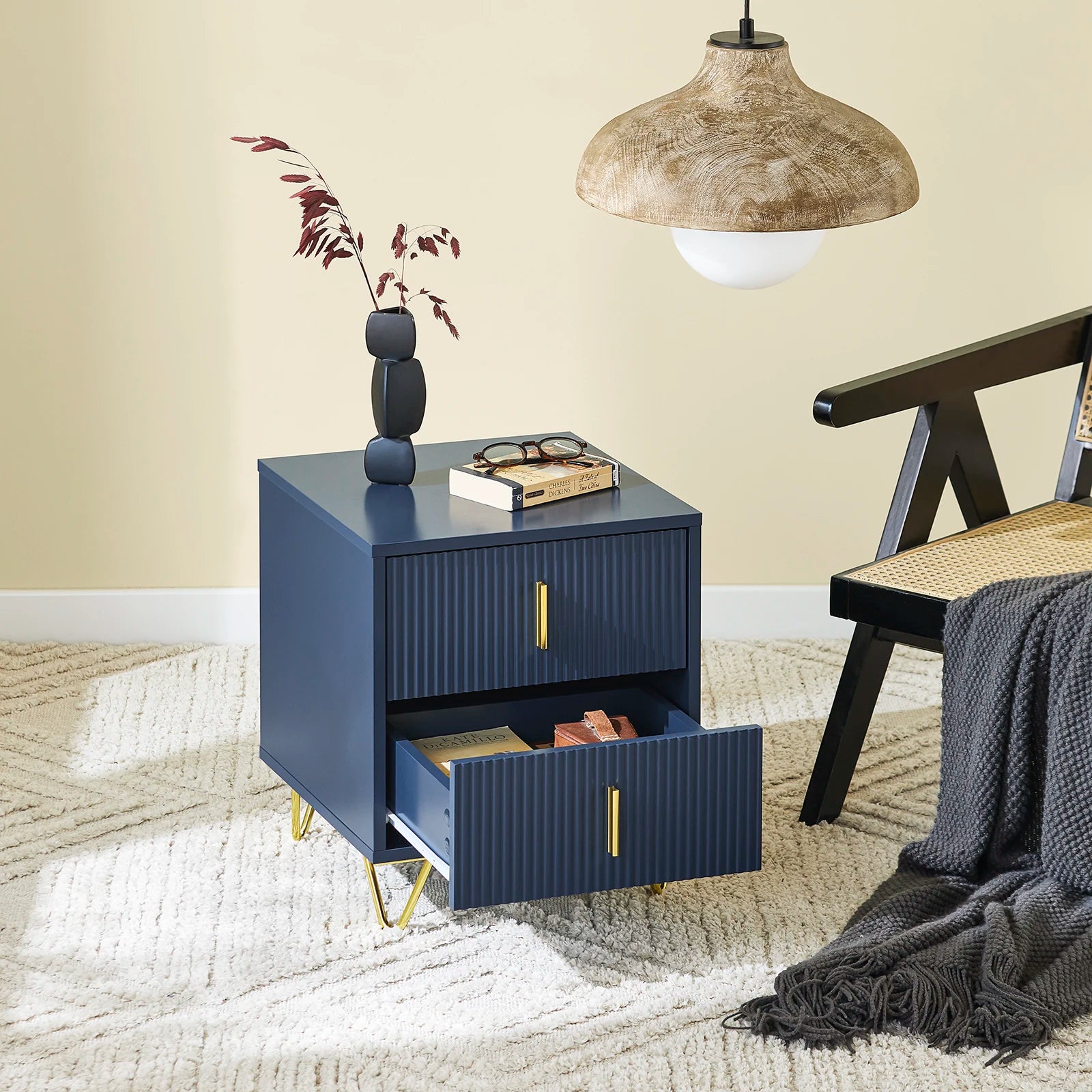 SoBuy FBT115 2 drawer bedside table for box spring bed sofa table side table table phone table bedside cabinet