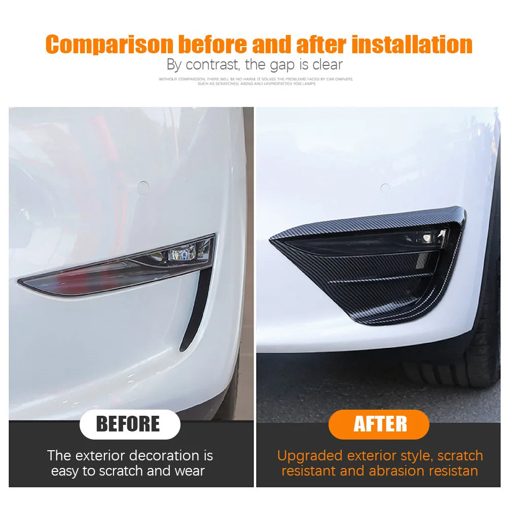 For Tesla Model Y Fog Lamp Spoiler Blade Trim Protective Cover Wolf Tooth Wind Blades ABS Car Decoration Stickers Accessories