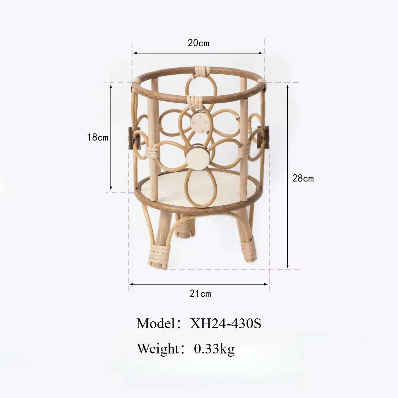 Hollow Flower Stand Hand-woven Imitation Rattan Plant Stand Desktop Creative Flower Pot Stand Balcony Planter with Wooden Legs