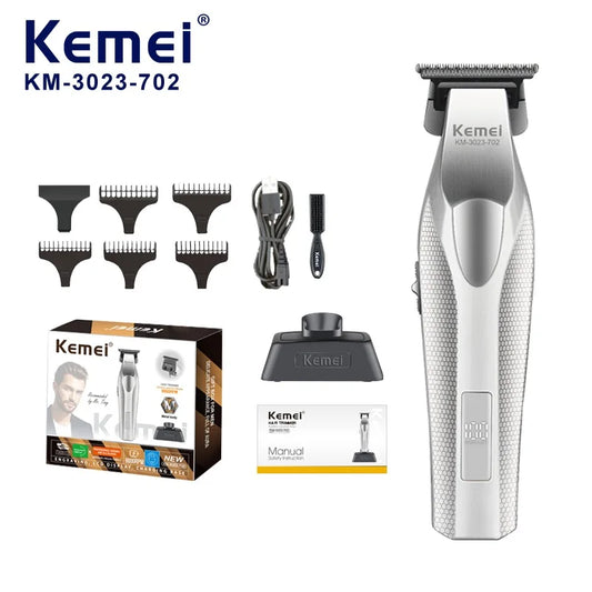 Kemei 3023-702 Zero Gapped Cordless Hair Trimmer Professional Hair Clipper Men Barber Rechargeable Finish Hair Citing Machine