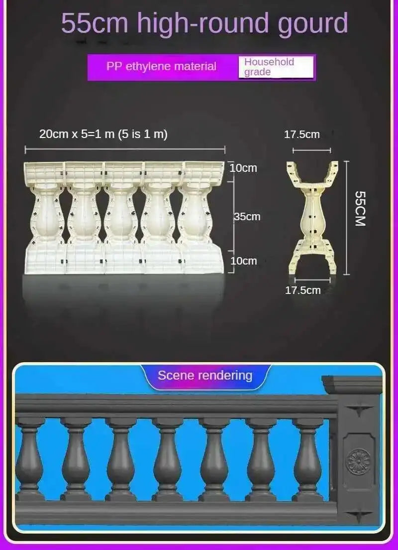 Home Garden Balcony Guardrail Vase Column Roman Column Molds Modern Cement Railing Building Mold European Villa Fence Handrail