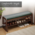 Entryway Bench with Cushion Wood Shoe Storage Bench Shoe Bench Rack Organizer for Hallway, Living Room