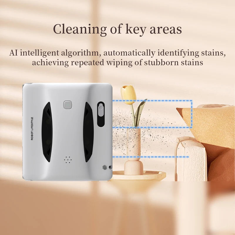 2025 Window Cleaning Robot Cleaner Dural Roller, Spot Clean, 30ML Water Tank Two sides 3 Holes Automatic Spary, Tuya App Control