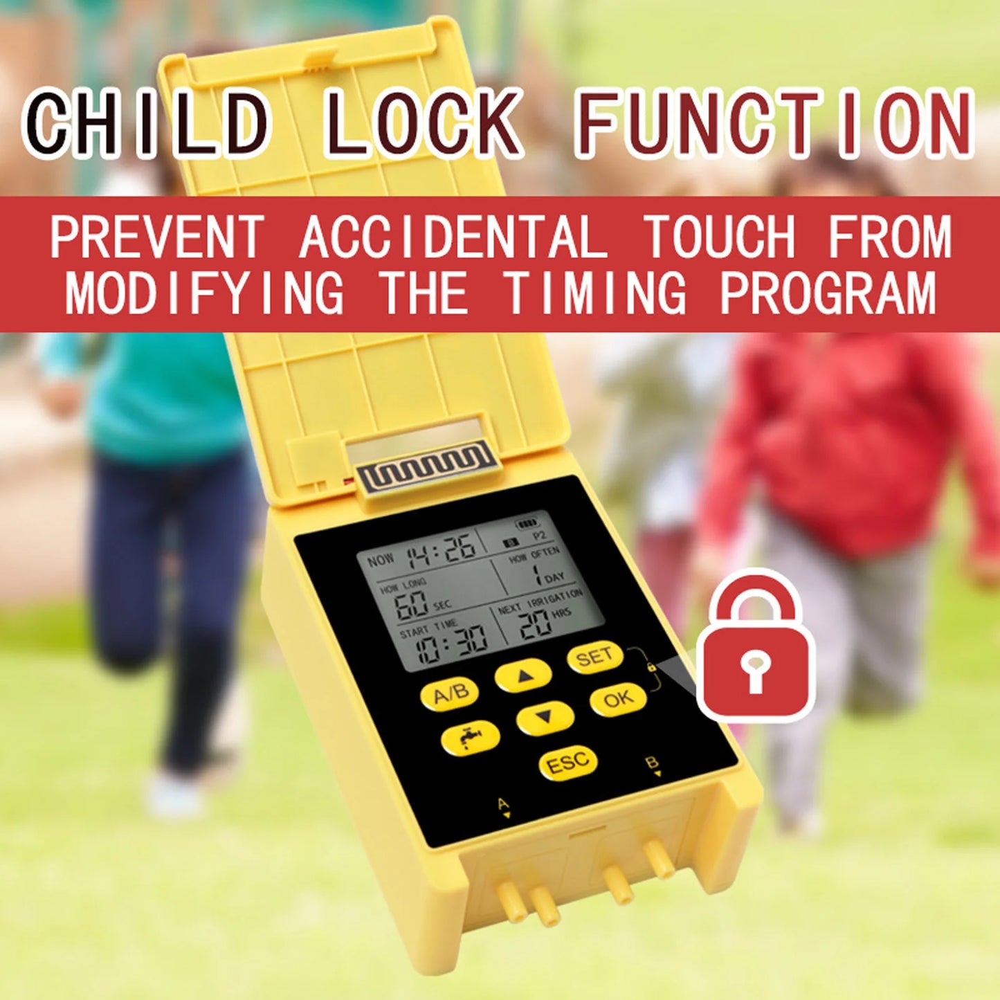 2 Group Automatic Watering System Dual Pump Solar Drip Irrigation System with Rain Sensing Digital Display Screen Child Lock