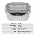 700ml Ultrasonic Cleaner Bath Timer Jewelry Glasses Manicure Stones Cutters Dental Razor Parts Ultrasound Sonic 220V EU Plug