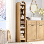 67" Tall Arched Bathroom Storage Cabinet,Modern Farmhouse Storage Cabinet with Adjustable Shelves,Wood Freestanding Cabinet