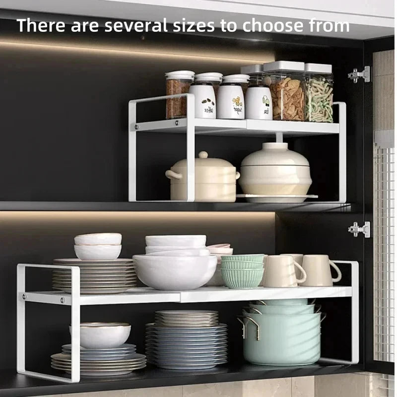 Layered Expandable Kitchen Storage Shelf Multi Level Cabinet Organizer for Seasoning Dish Arrangement Home Daily Use