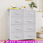 8-Drawer Fabric Dresser Storage Organizer with Sturdy Metal Frame Bedroom Closet Living Room Easy Assembly Modern Design