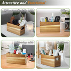 Wooden Utensil Storage Organizer Countertop with 3 Adjustable Compartments Kitchen Cutlery Holder Silverware Caddy Organizer