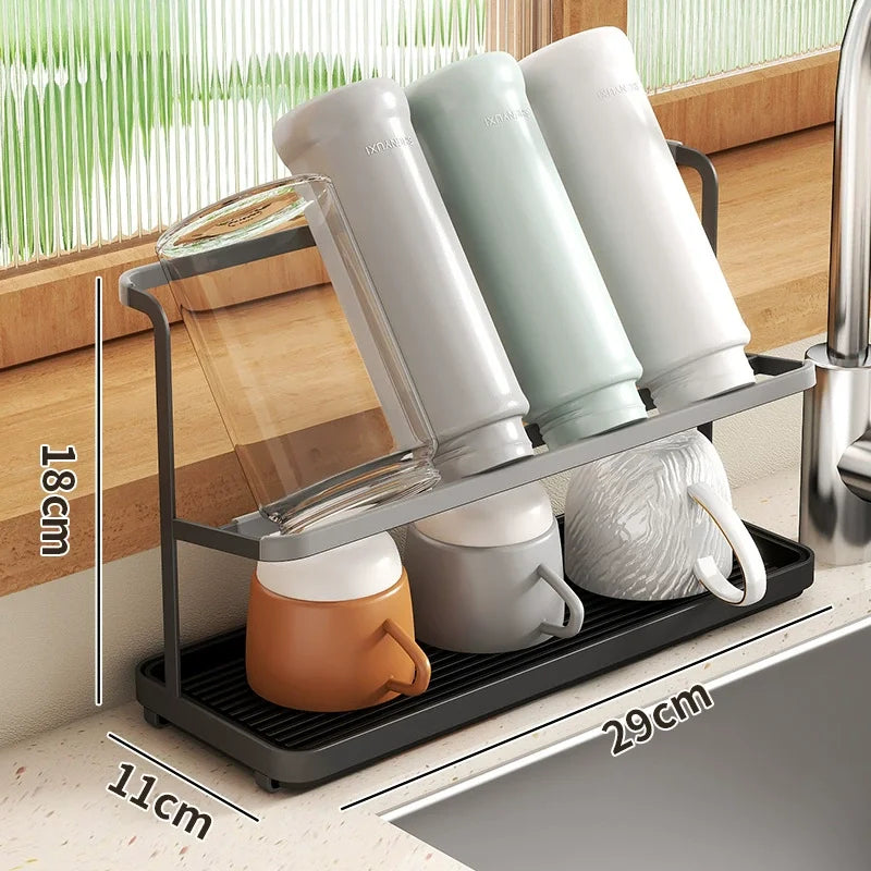 Coffee Cup Stand Metal Cup Rack Stand Multifunctional Storage Rack Rustproof Coffee Cup Drain Holder Kitchen Storage Rack