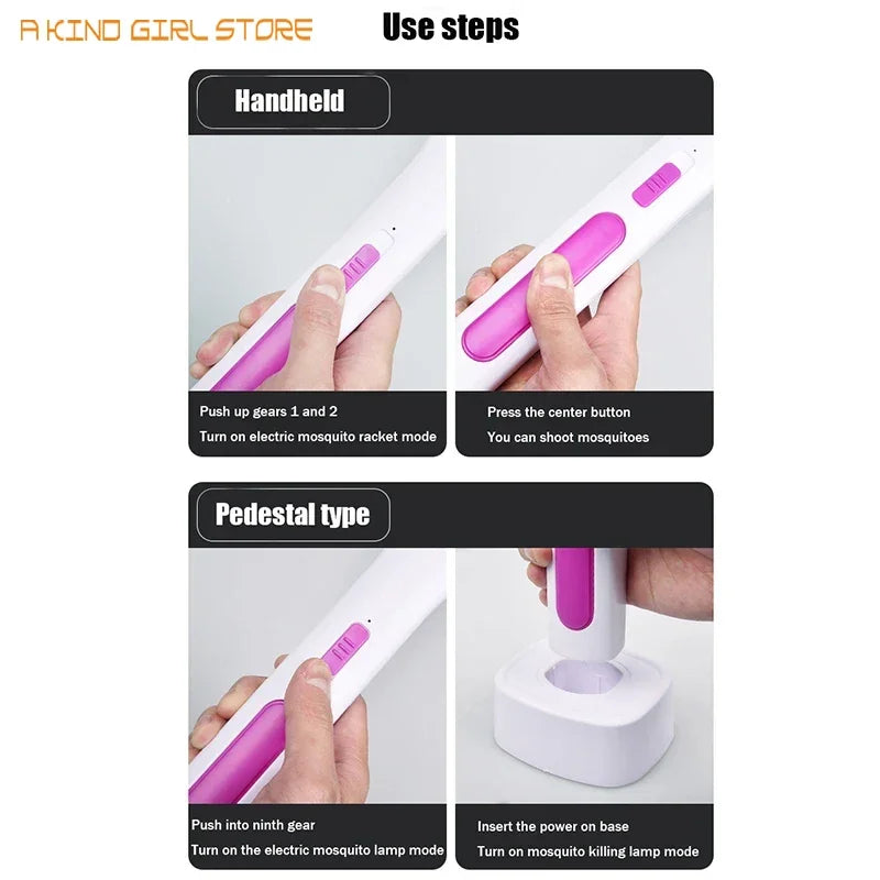 10LED Trap Mosquito Killer Lamp Electric Flies Swatter USB Rechargeable Summer Mosquito Trap Racket Anti Insect Bug Zapper 3000V