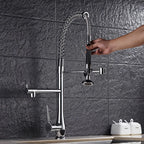 Kitchen Faucet Brushed Nickel Pull-Out  Faucet Swivel Dual Purpose Basin Sink Hot & Cold Water Faucet HMS9069