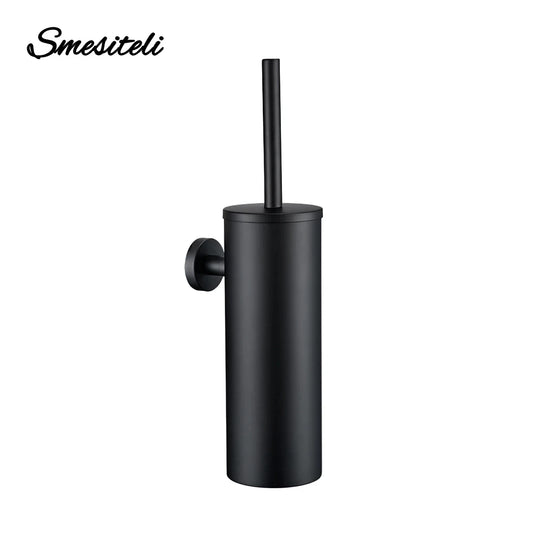 Black Toilet Brush Holder In Wall For Bathroom Set Modern Style 304 Stainless Steel Material No Dead Toilet Cleaning