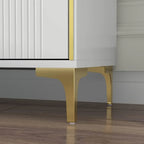 6 Drawer Double Dresser with Modern Faces, Wood Dresser Chest with Decor Drawers and Golden Handles, Storage Chest of Drawers
