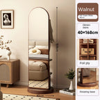 Full-length mirror with coat rack, rotating floor mirror, home bedroom dressing mirror, fitting mirror, multi-function mirror