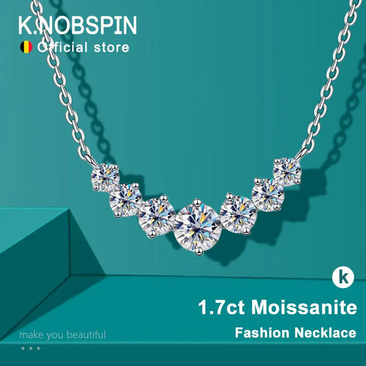 K.NOBSPIN Moissanite Wedding Necklace 925 Sterling Silver 18K White Gold Plated Certified Fine Jewelry | AlluCanFind