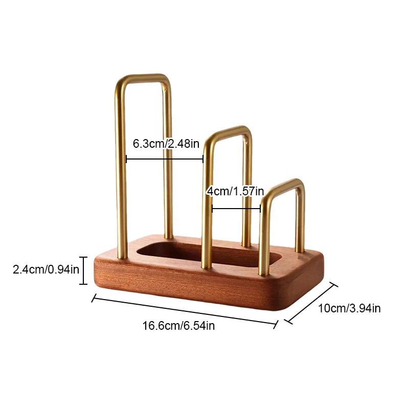 Solid Wood Cutting Board & Pot Lid Rack, Kitchen Countertop Drainable Storage Rack, New-Style Chopping Board Organizer