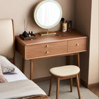 Dresser Bedroom Household Small Apartment Solid Wood Leg Makeup Table With Makeup Mirror Vanity Desk With Light Mirror With Seat