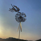 Fairies Angel With Dandelions Flowers Dance,Fairy Garden Decoration Outdoor,Sculptures & Figurines Inserted Soil Metal Craft