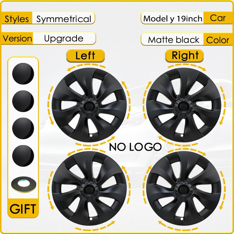 4PCS HubCap  For Tesla Model Y 19 Inch Performance Wheel Caps Automobile Replacemen Hub cap Full Rim Cover Accessories 2018-2024