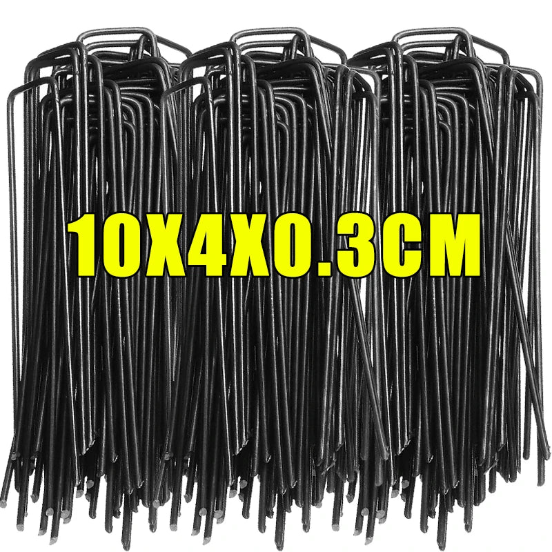 Galvanized U-type Garden Staples Heavy-duty Fence Tubing Stakes Sod Pins Artificial Grass Tent Securing Pegs Lawns Ground Nails