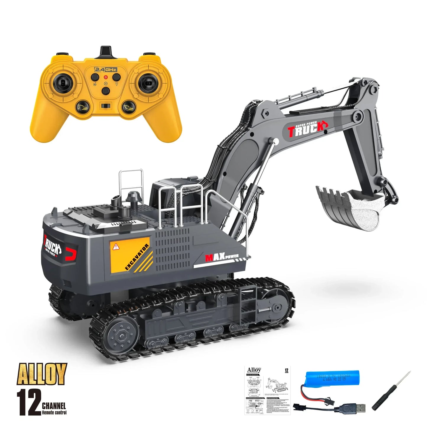 Alloy Rc Car 15/13Ch Remote Control Excavator Radio-Control Truck Construction Vehicle Simulated Model Children Xmas Gift