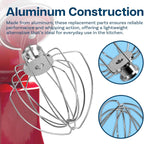 3-piece accessory kit for KitchenAid 4.5 quart mixer - aluminum 6-wire whisk, flat beater and dough hook, hand wash only