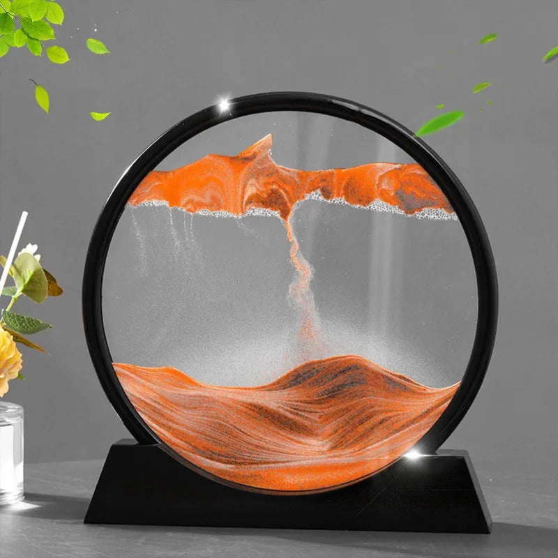 Dynamic flowing sand desktop decoration glass dome, Zen inspired multi-color sand scenery, suitable for home office meditation