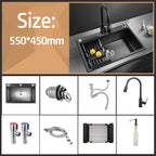 304 Stainless Steel Kitchen Sink Topmount Single Bowl Wash Basin For Home Fixture Drain Accessories Single Slot Kichen Sink