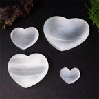 40-140g Natural Selenite Crystal Heart Shape Bowl White Gypsum Coaster Energy Power Minerals Specimen Healing Home Decoration