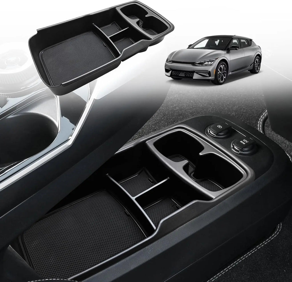 For EV6 Lower Center Console Organizer Tray Interior Accessories Storage Box ABS Material with 2022 2023 2024 Kia EV6 Accessorie