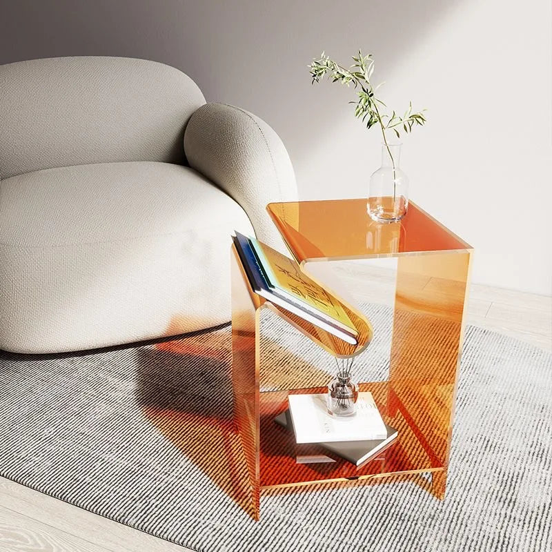 Creative acrylic side table, light luxury and stylish bedroom bedside table, suitable for bedroom and living room