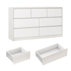 7 Drawer Dresser for Bedroom, 55'' Modern Chest of Drawers for Closet, Wide Drawer Organizer Cabinet for Living Room White/Black