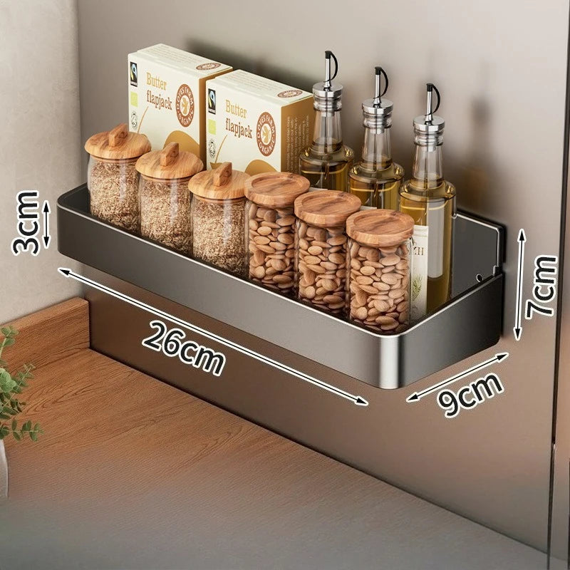 Kitchen Magnetic Suction Shelf Carbon Steel Wall-Mounted Free Punching Refrigerator Side Storage Kitchen Seasoning Storage Rack