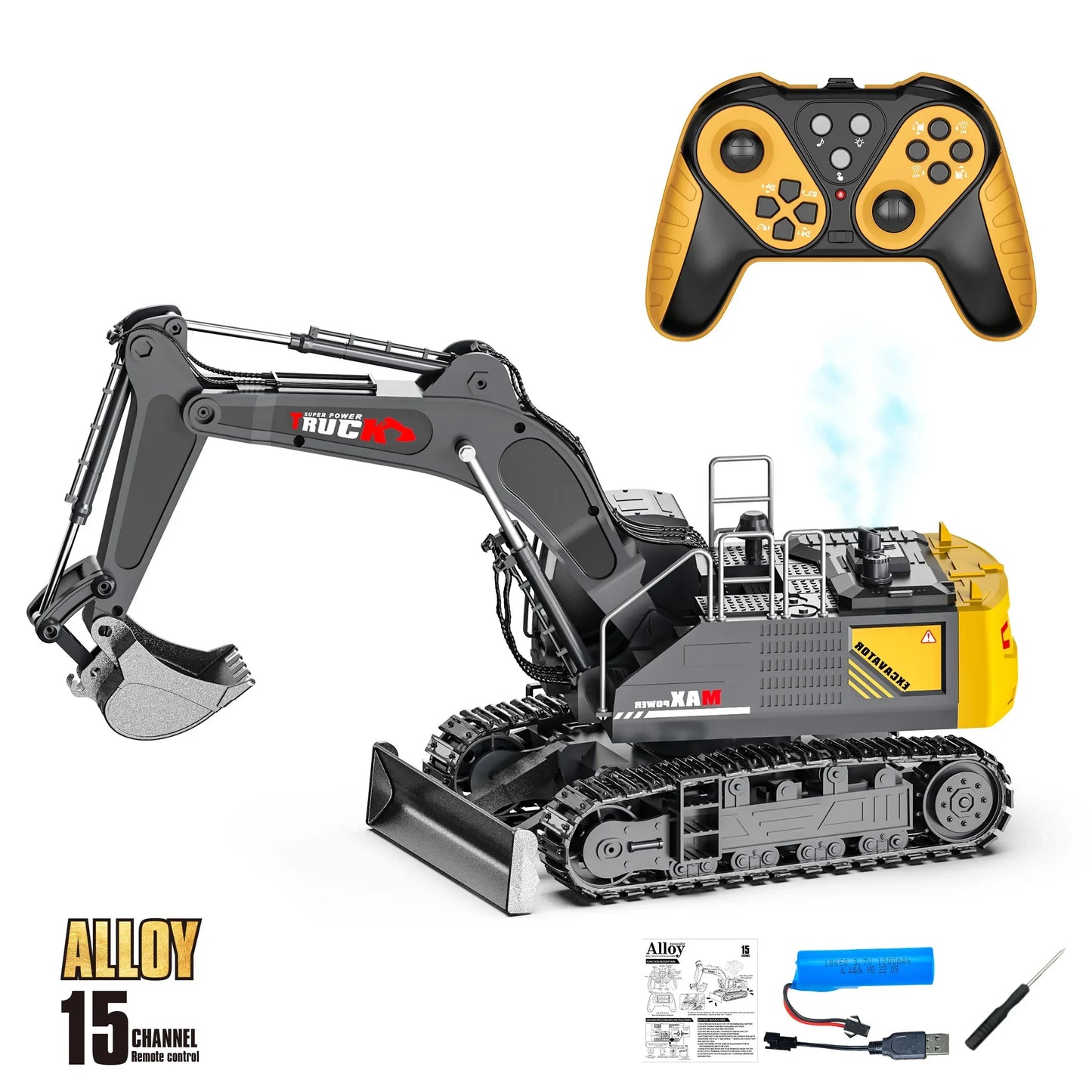 Alloy Rc Car 15/13Ch Remote Control Excavator Radio-Control Truck Construction Vehicle Simulated Model Children Xmas Gift