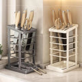 Kitchen Knife Holder Countertop Knife Tool Storage Rack With Drain Tray Multi-function Knife Holder Storage Rack Dish Rack