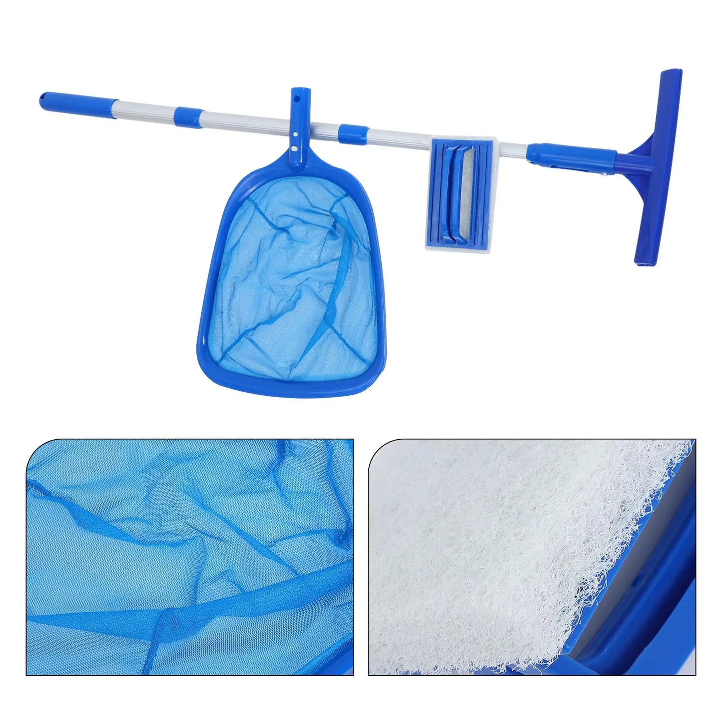 Swimming Pool Cleaning Set Supplies Pole Inflatable Net and Brush Nylon Leaf Skimmer Cleaner Kit