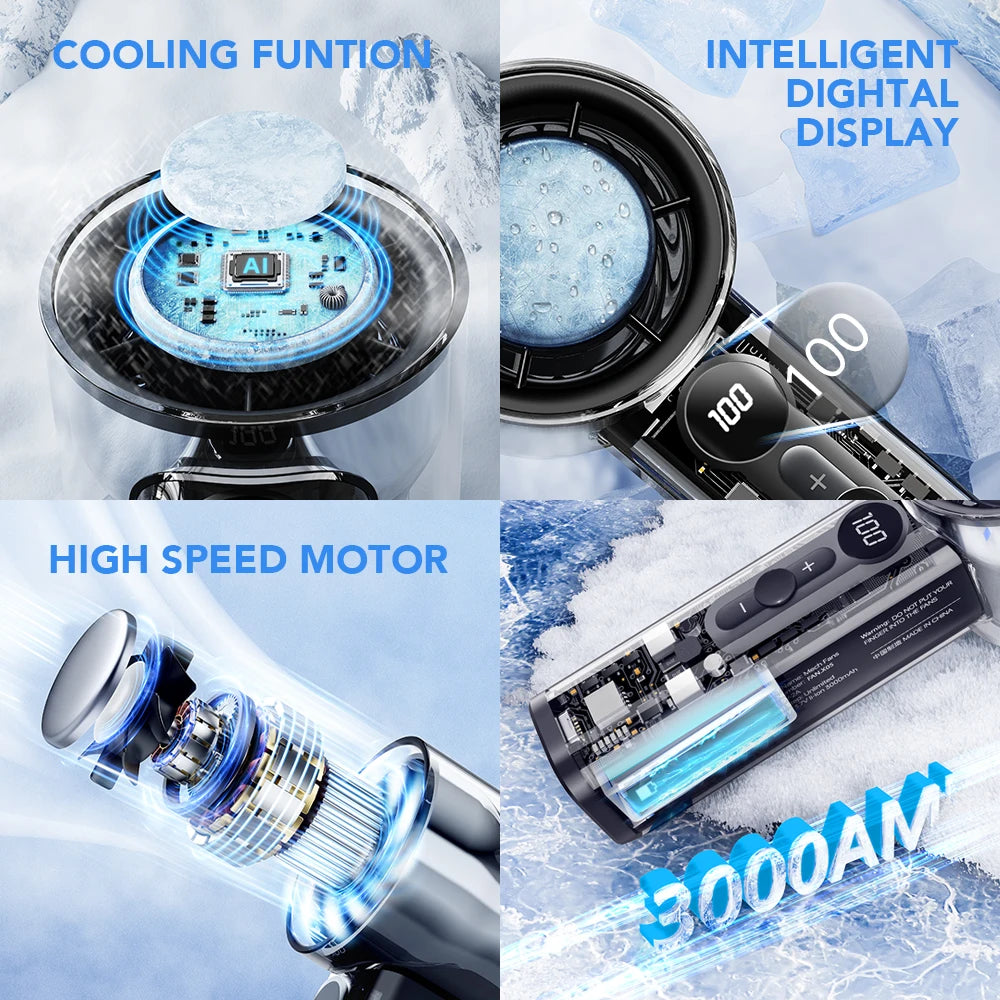 Outdoor Portable Handheld Fan Mini Cooling Rechargeable High capacity